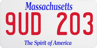 MA license plate 9UD203