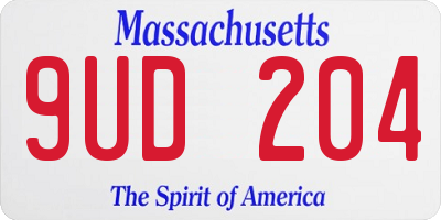 MA license plate 9UD204