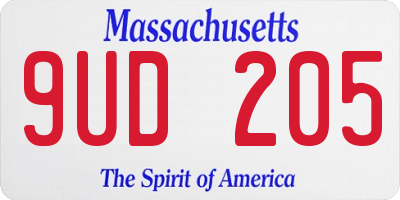 MA license plate 9UD205