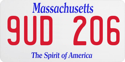 MA license plate 9UD206