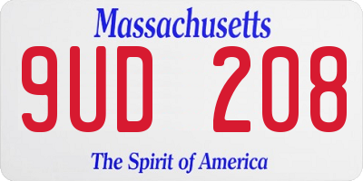MA license plate 9UD208