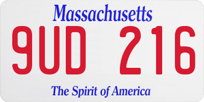 MA license plate 9UD216