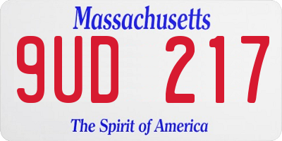 MA license plate 9UD217