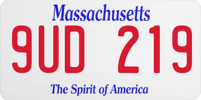 MA license plate 9UD219