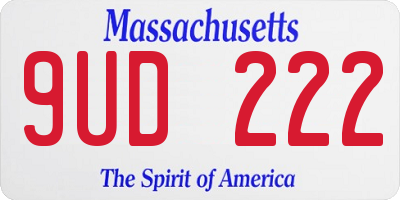 MA license plate 9UD222