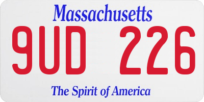MA license plate 9UD226