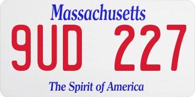 MA license plate 9UD227
