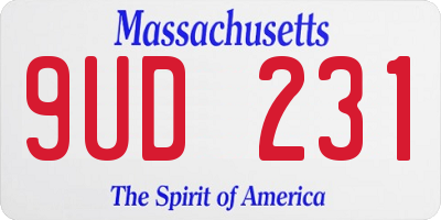MA license plate 9UD231