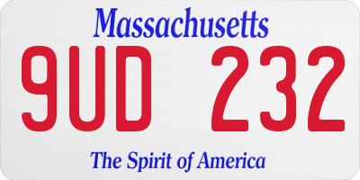 MA license plate 9UD232