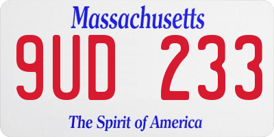 MA license plate 9UD233