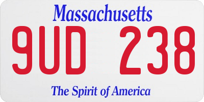 MA license plate 9UD238
