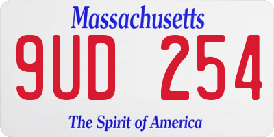 MA license plate 9UD254