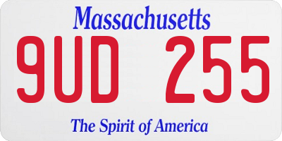 MA license plate 9UD255