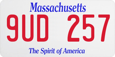 MA license plate 9UD257