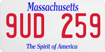 MA license plate 9UD259