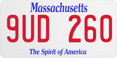 MA license plate 9UD260
