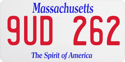 MA license plate 9UD262