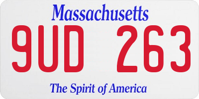 MA license plate 9UD263