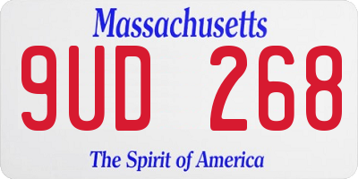 MA license plate 9UD268