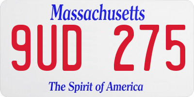 MA license plate 9UD275