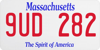 MA license plate 9UD282