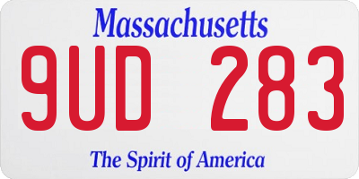 MA license plate 9UD283