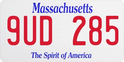 MA license plate 9UD285