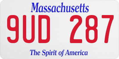 MA license plate 9UD287