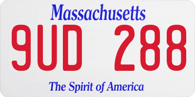 MA license plate 9UD288