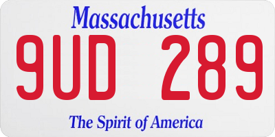 MA license plate 9UD289