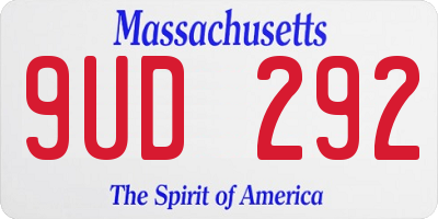 MA license plate 9UD292
