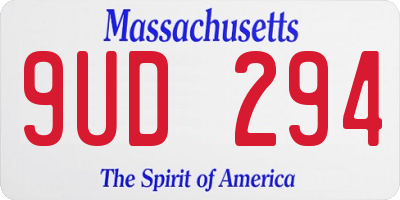MA license plate 9UD294