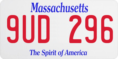MA license plate 9UD296