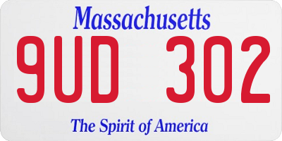 MA license plate 9UD302