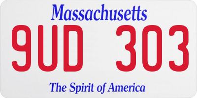 MA license plate 9UD303