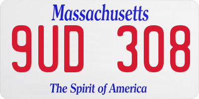MA license plate 9UD308