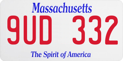 MA license plate 9UD332