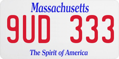 MA license plate 9UD333