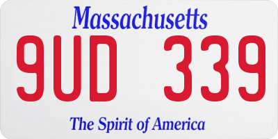 MA license plate 9UD339