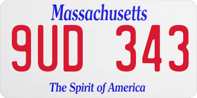 MA license plate 9UD343