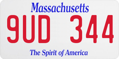 MA license plate 9UD344