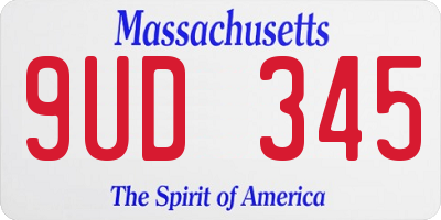 MA license plate 9UD345