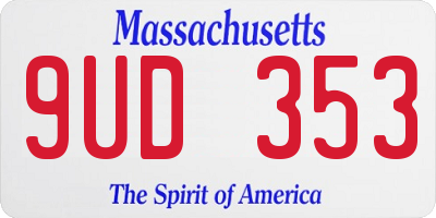 MA license plate 9UD353