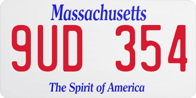 MA license plate 9UD354