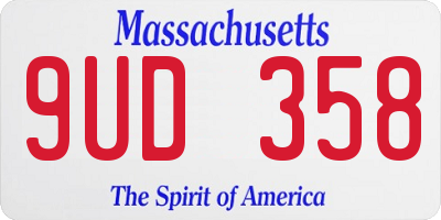 MA license plate 9UD358
