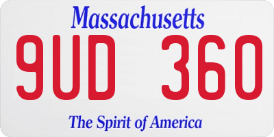 MA license plate 9UD360