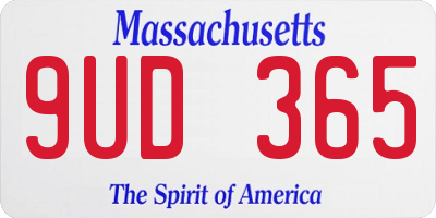 MA license plate 9UD365