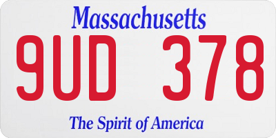 MA license plate 9UD378