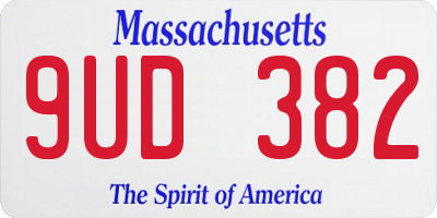 MA license plate 9UD382