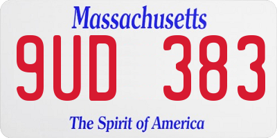 MA license plate 9UD383